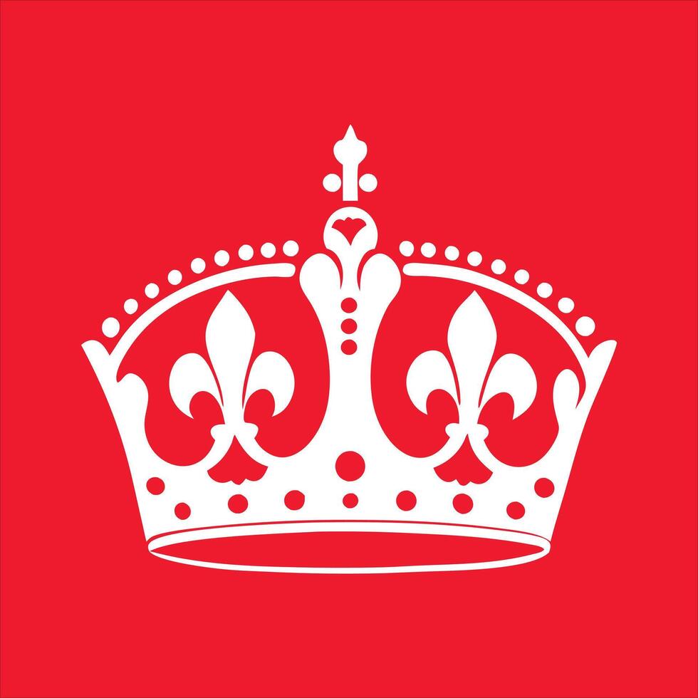 English crown icon illustration isolated on red background vector