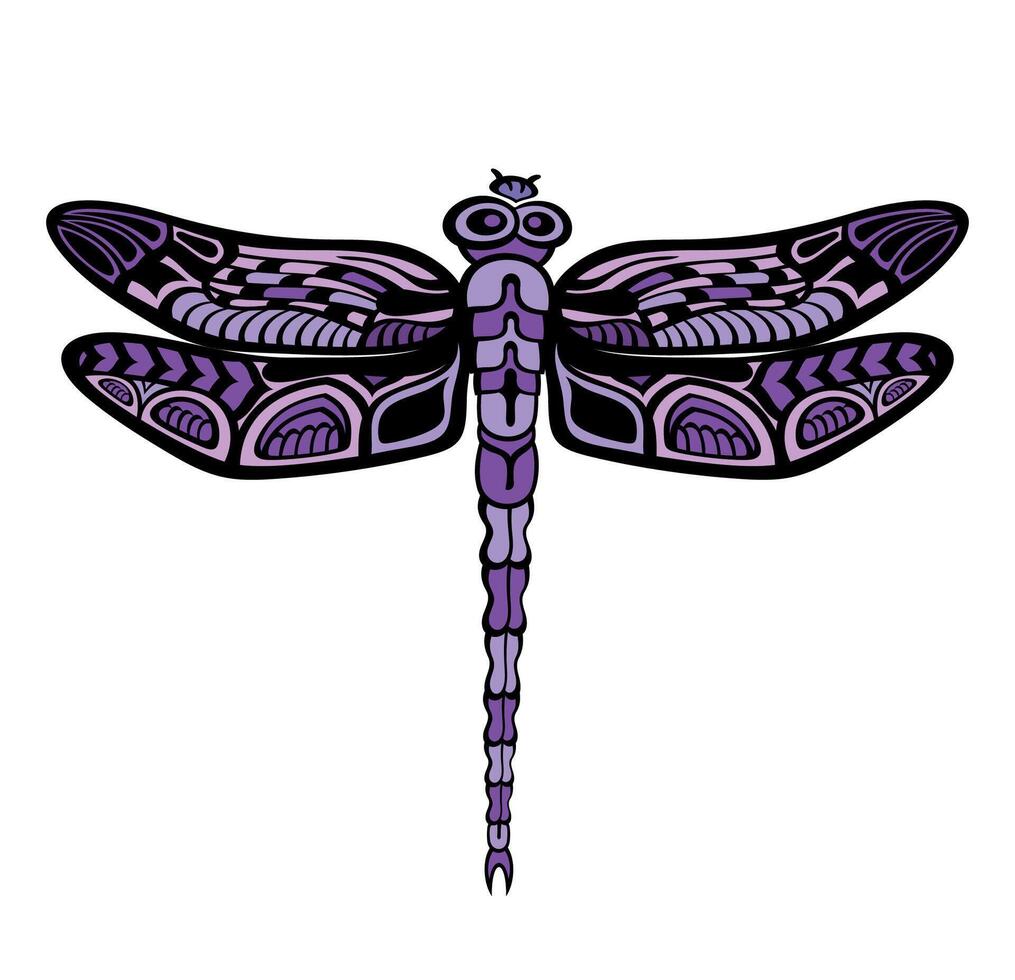 Elegant Dragonfly Art .Silhouette flat illustration. Line art. illustration vector