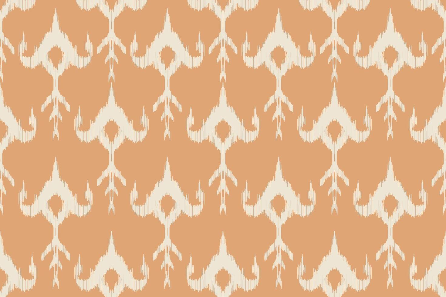 Seamless Traditional Ikat Pattern in Cream and Beige with Geometric Shapes vector