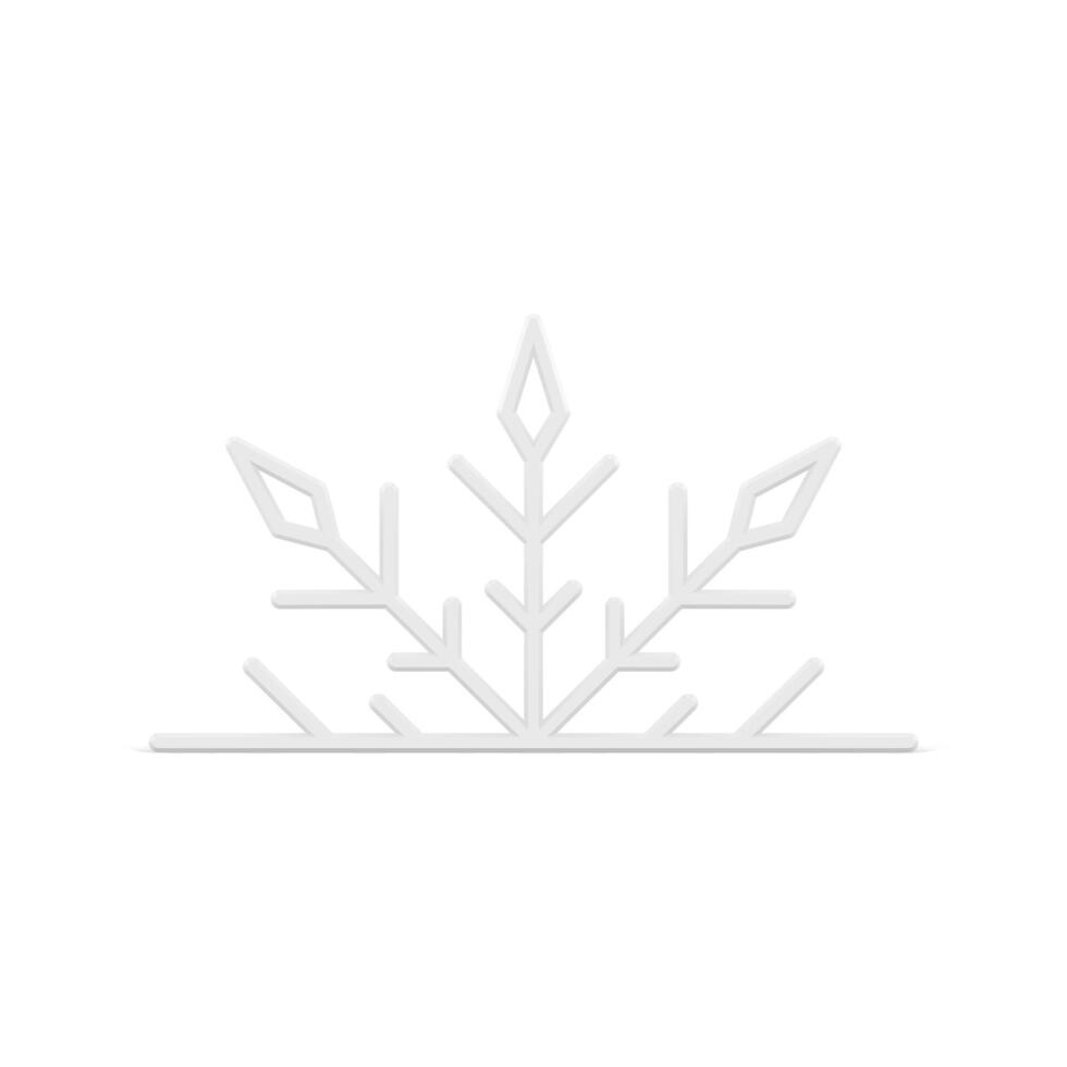 Tenderness white glossy half snowflake 3d realistic template illustration frost winter ice vector