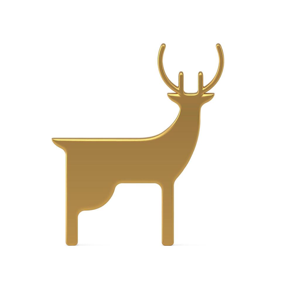 Minimalist creative Christmas deer golden metallic decorative design realistic illustration vector
