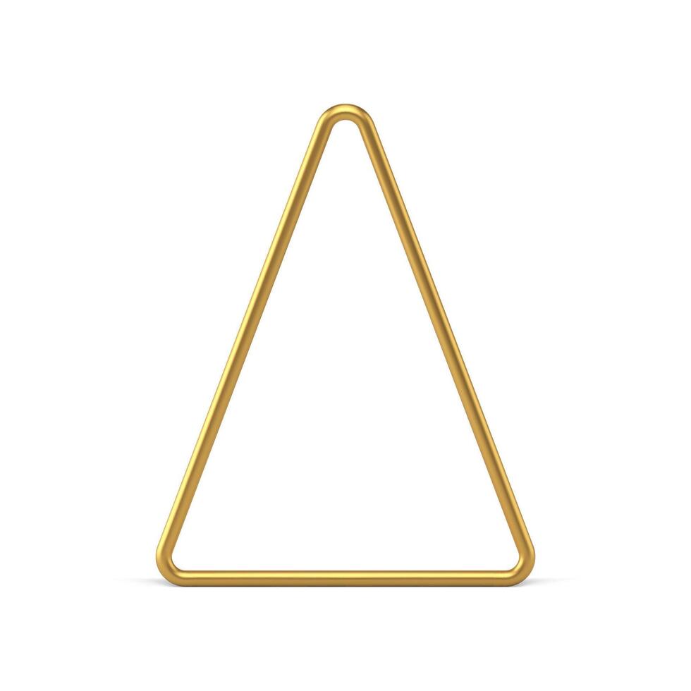 Minimalist golden metallic triangle Christmas tree winter holiday abstract symbol realistic vector