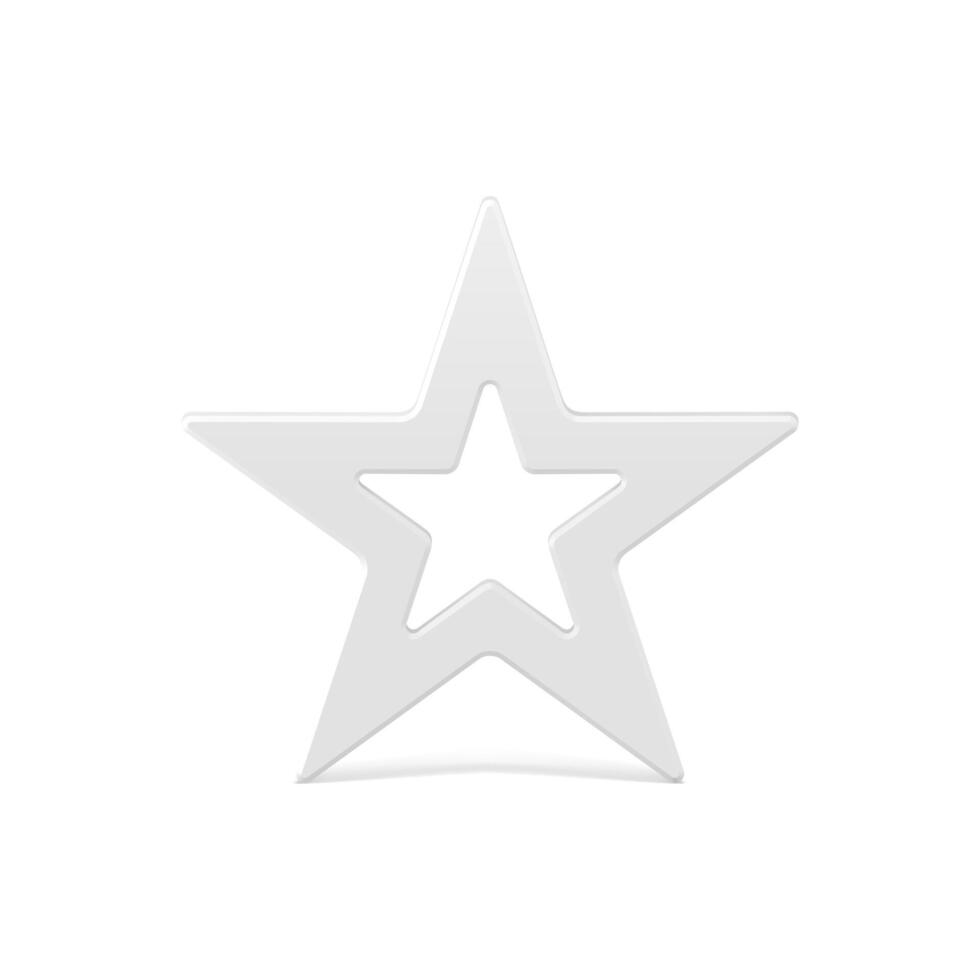 White tenderness five pointed star metallic glass shine Christmas tree design realistic vector