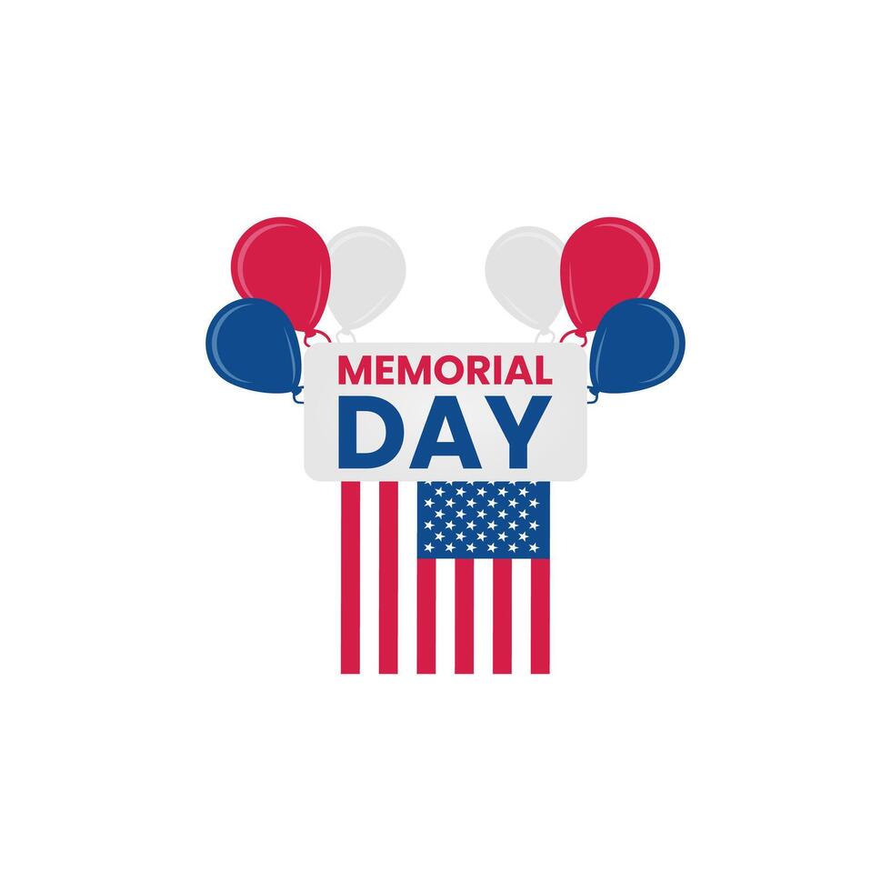 Memorial Day Design with balloons vector