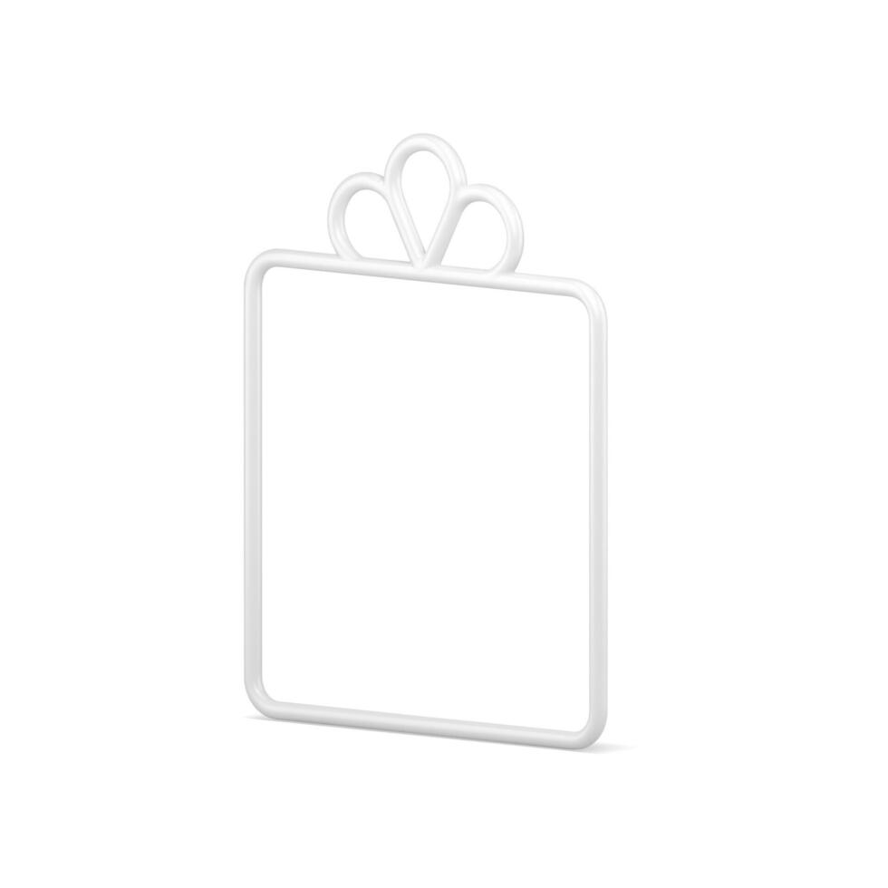 Tenderness white isometric rectangle gift box with festive bow cute frame contoured shape realistic vector