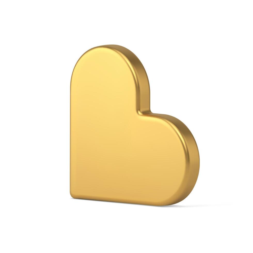 Luxury golden metallic heart shape glossy holiday gift design template realistic isometric vector