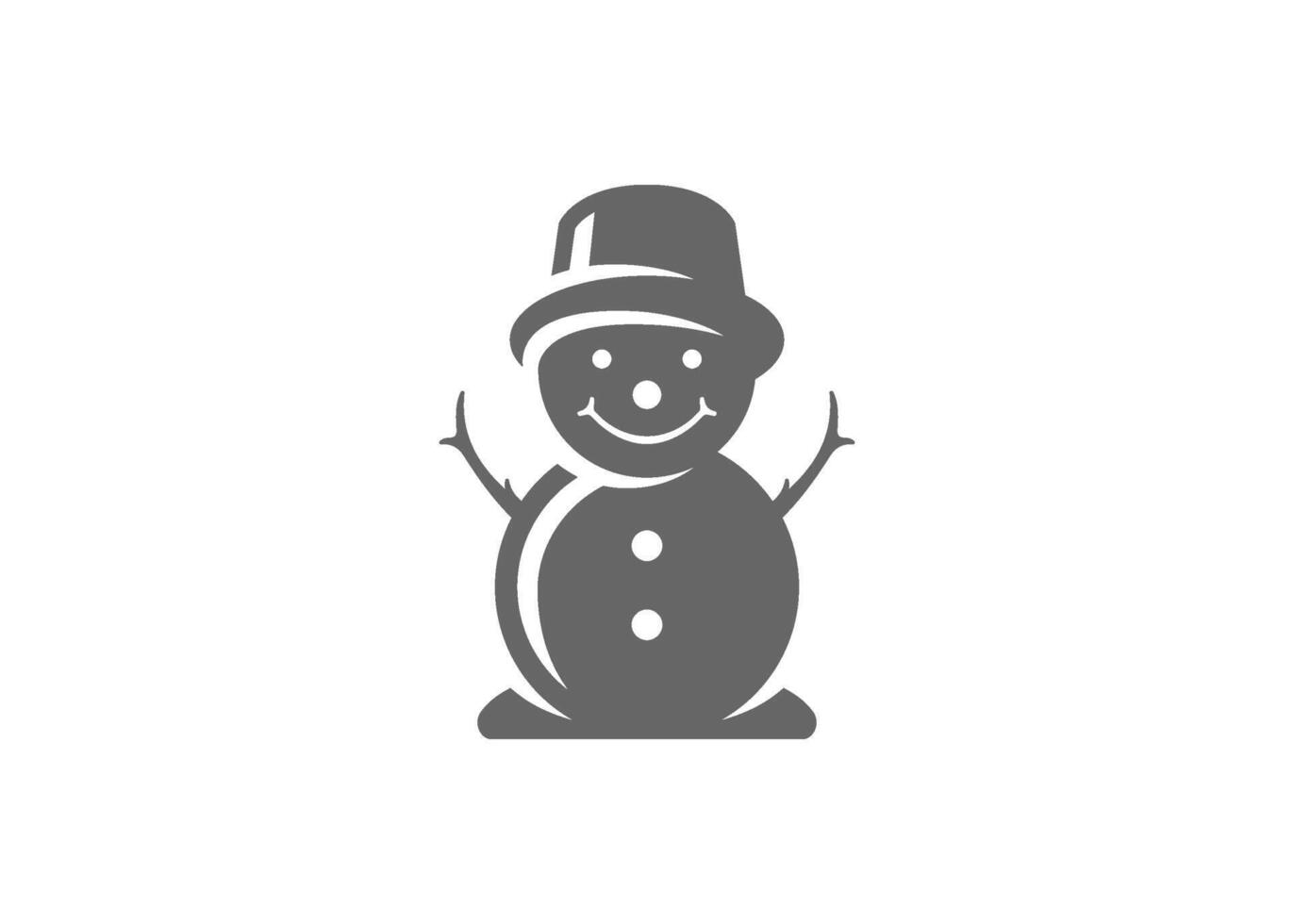 Silhouette of cute snowman in hat illustration vector