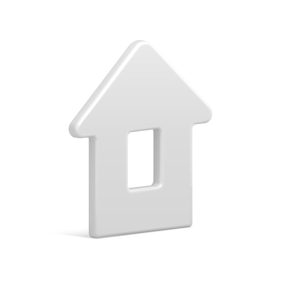Realistic white tenderness house Christmas bauble with triangle roof and window isometric vector