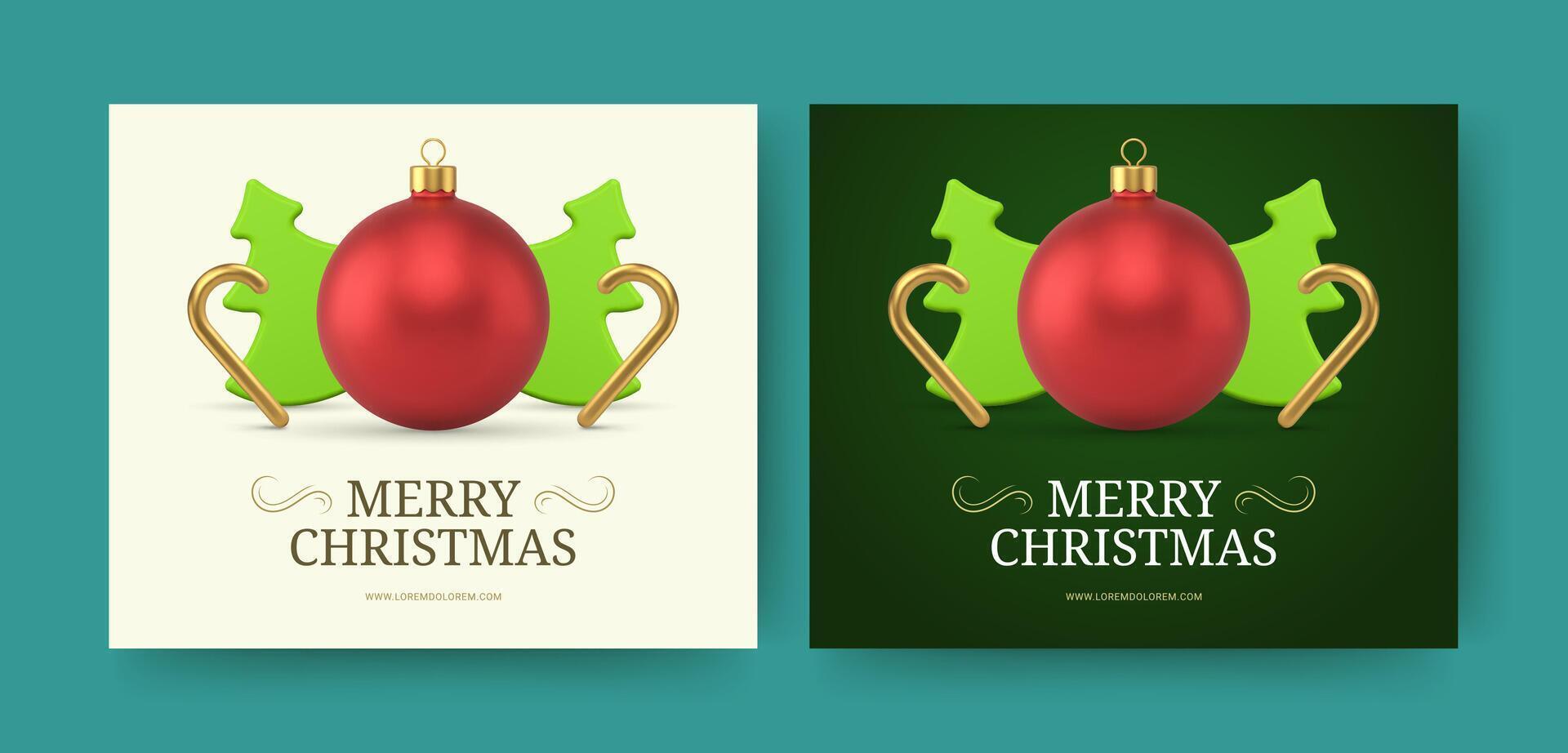 Merry Christmas modern social media post design template set realistic illustration vector