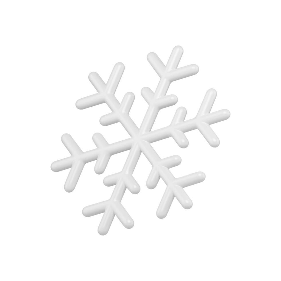 Elegant isometric traditional white snowflake decorative Christmas glossy design 3d vector