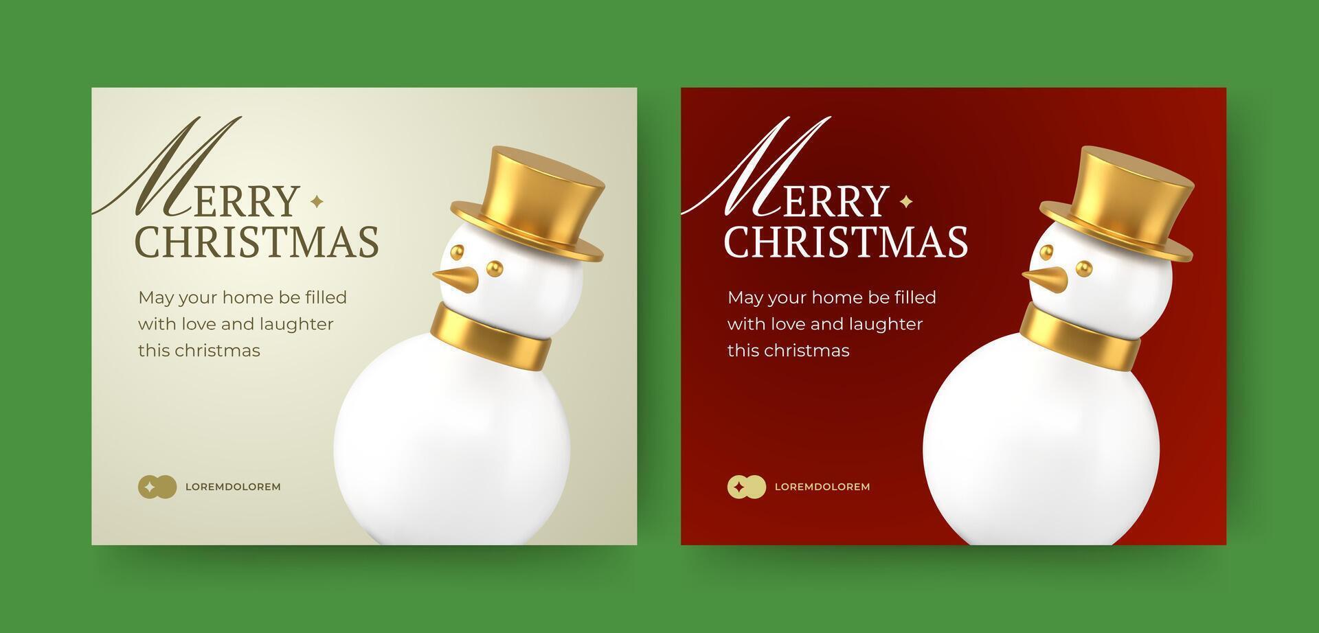 Merry Christmas luxury elegant social media post design template set realistic illustration vector