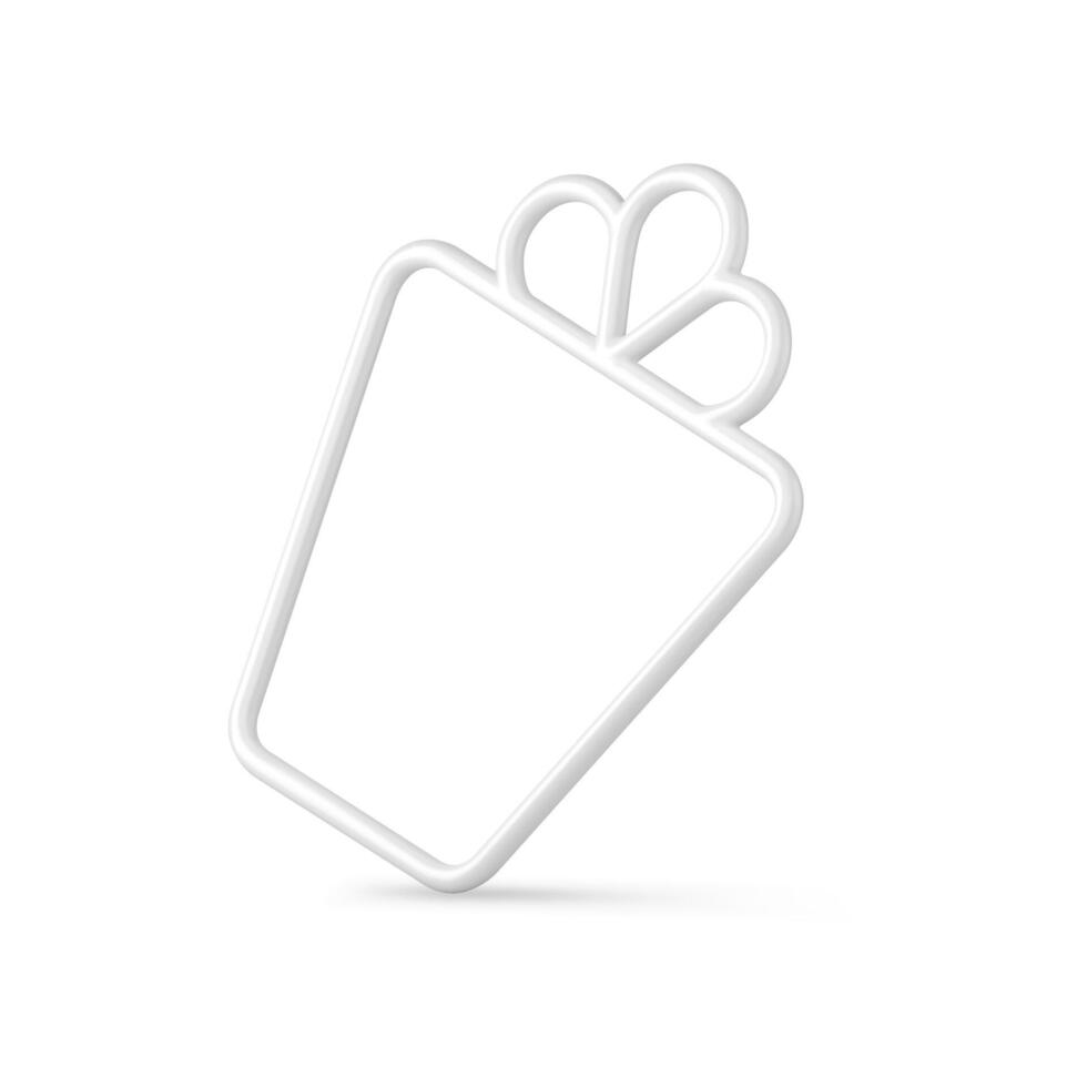 Cute white border Christmas surprise cardboard with bow contour frame isometric design vector