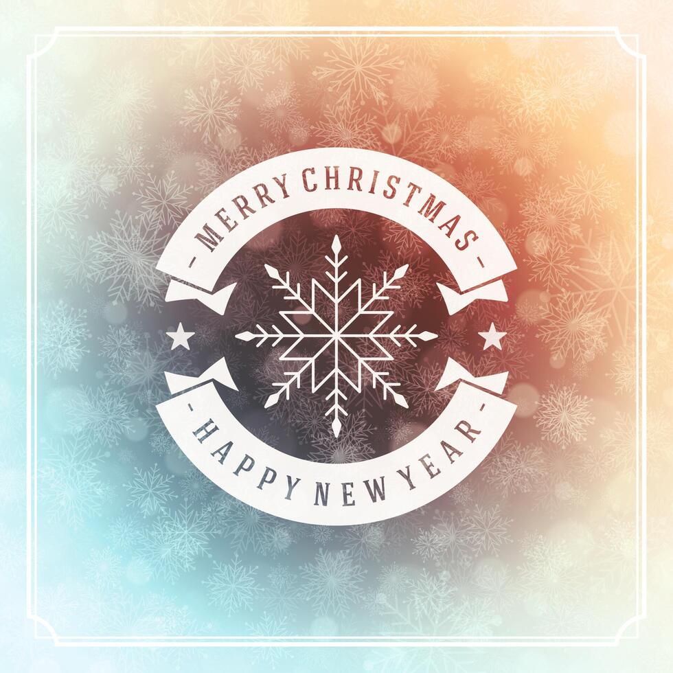 Christmas greeting card lights and snowflakes background vector