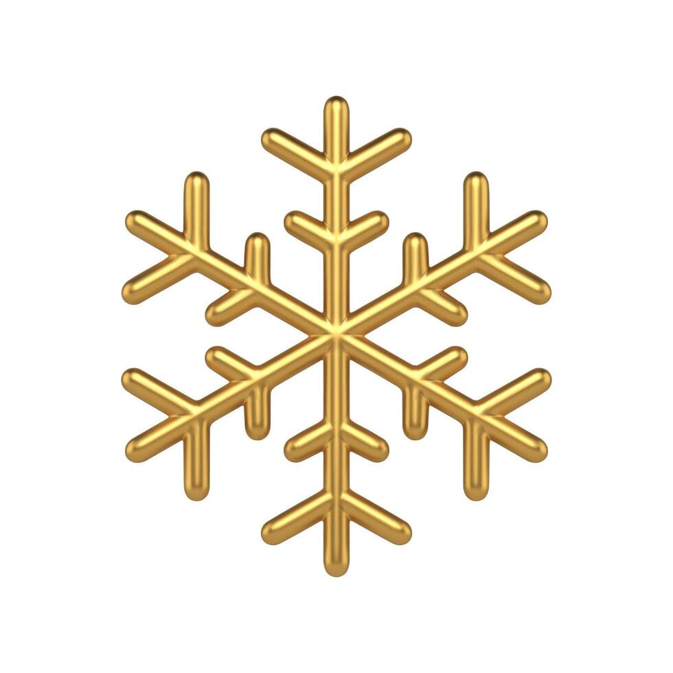 Luxury golden traditional circle snowflake decorative ornament glossy surface realistic 3d vector