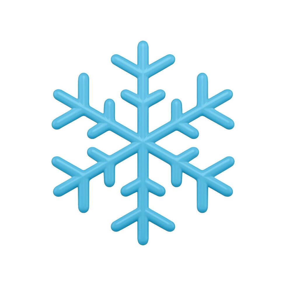 Amazing rounded blue ice snowflake with decorative ornamental glossy surface 3d illustration vector