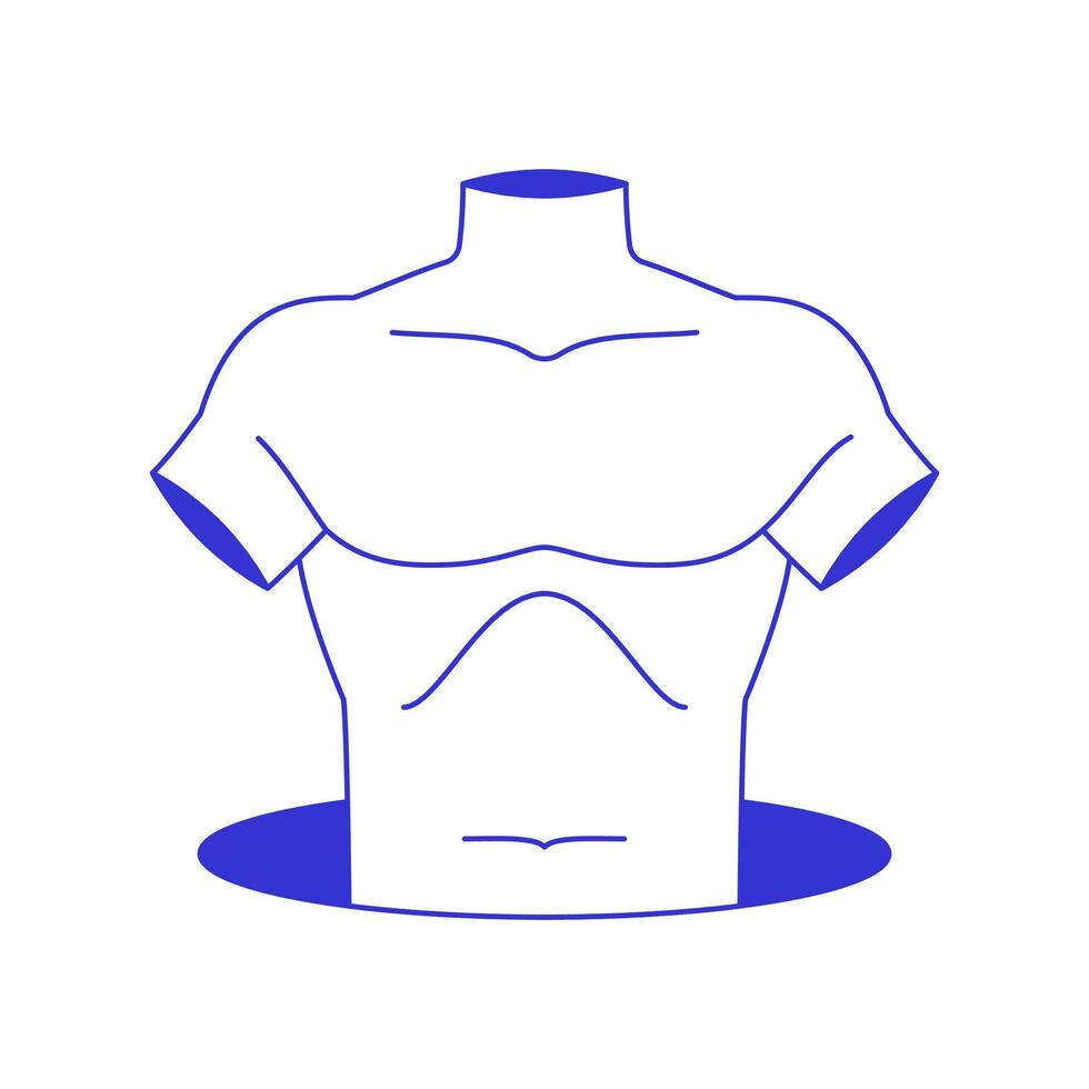 Y2k male antique sculpture torso body in hole contemporary pop art line icon flat vector