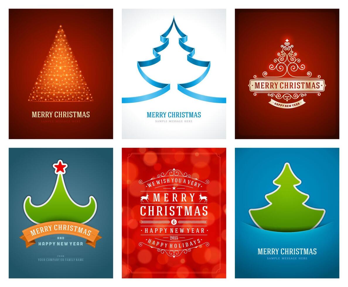 Christmas greetings cards backgrounds set vector