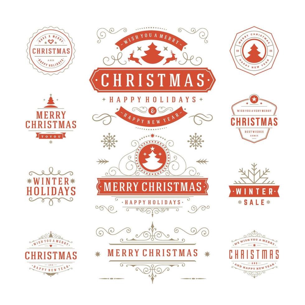 Christmas Labels and Badges Design vector