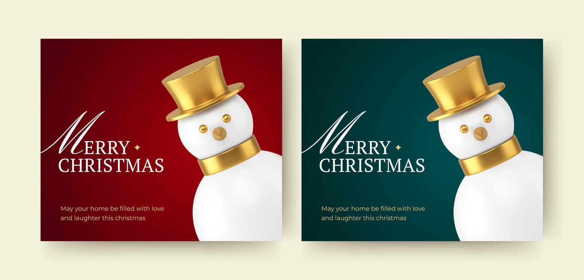 Merry Christmas elegant social media post design template set realistic illustration vector