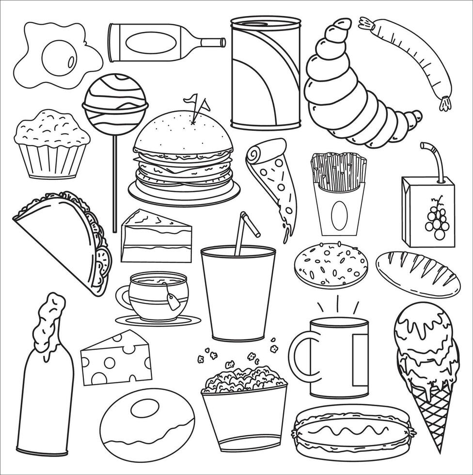 Doodle Foods Sketch vector