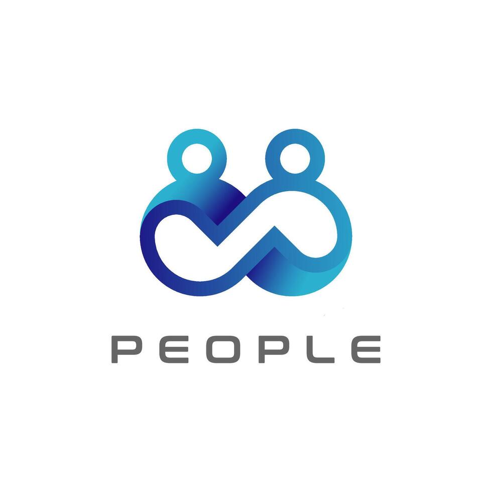 People logo design, human with infinity icon combination, people Logo template element vector