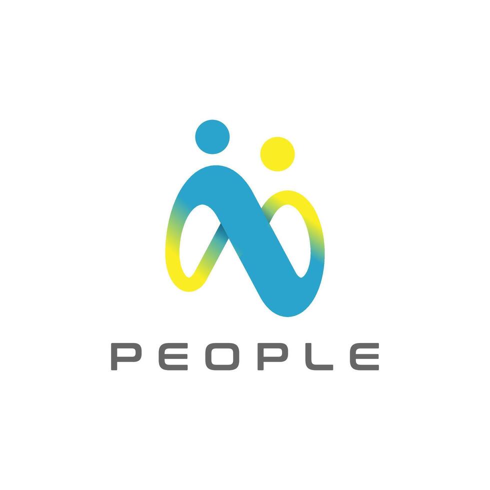 People logo design, human with infinity icon combination, people Logo template vector