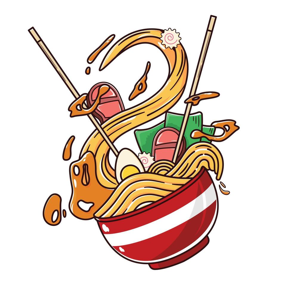 Ramen t shirt illustration . vector