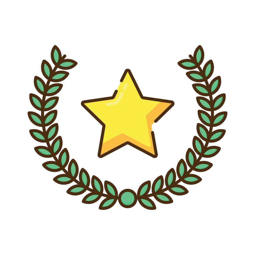 star and Laurel wreath icons and symbols associated with winning flat design icon editable stroke vector