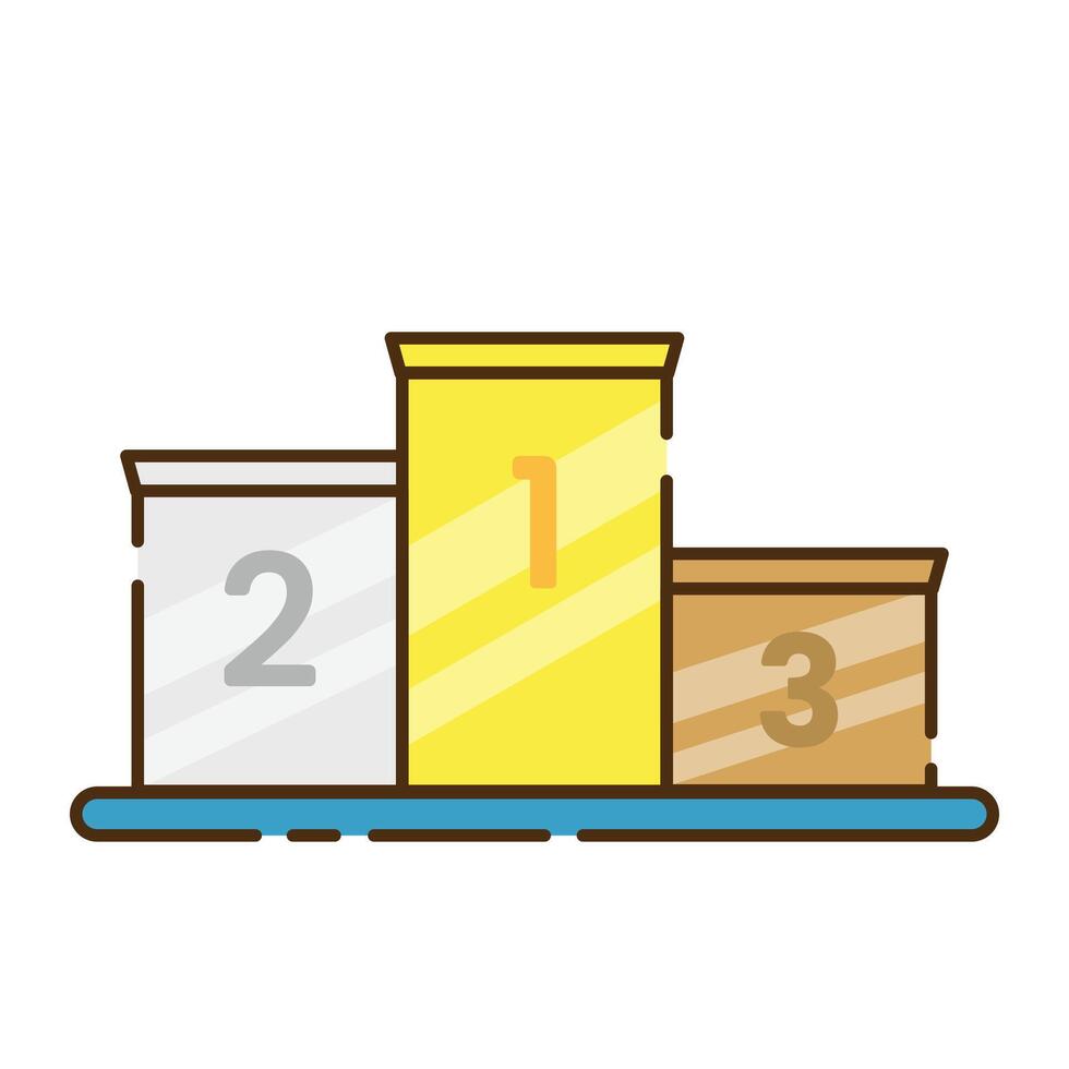 Winner podium icons and symbols associated with winning flat design icon editable stroke vector