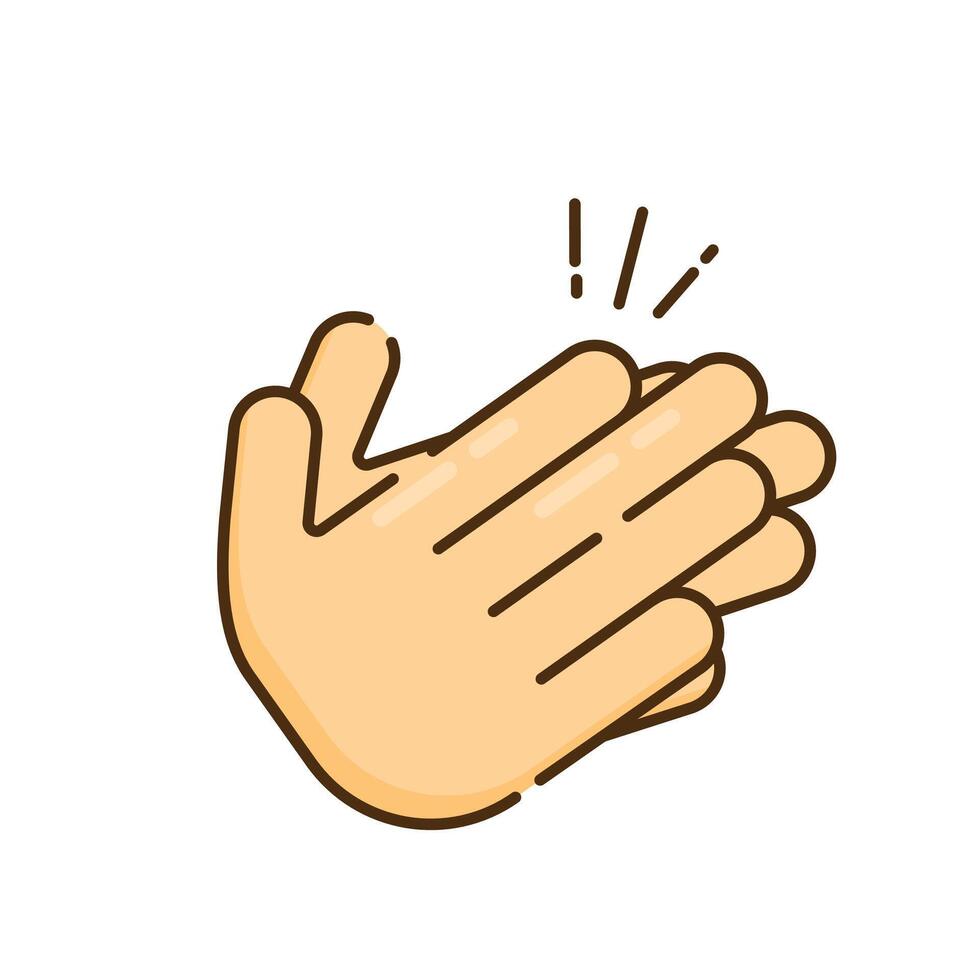 Hand applause icons and symbols associated with winning flat design icon editable stroke vector