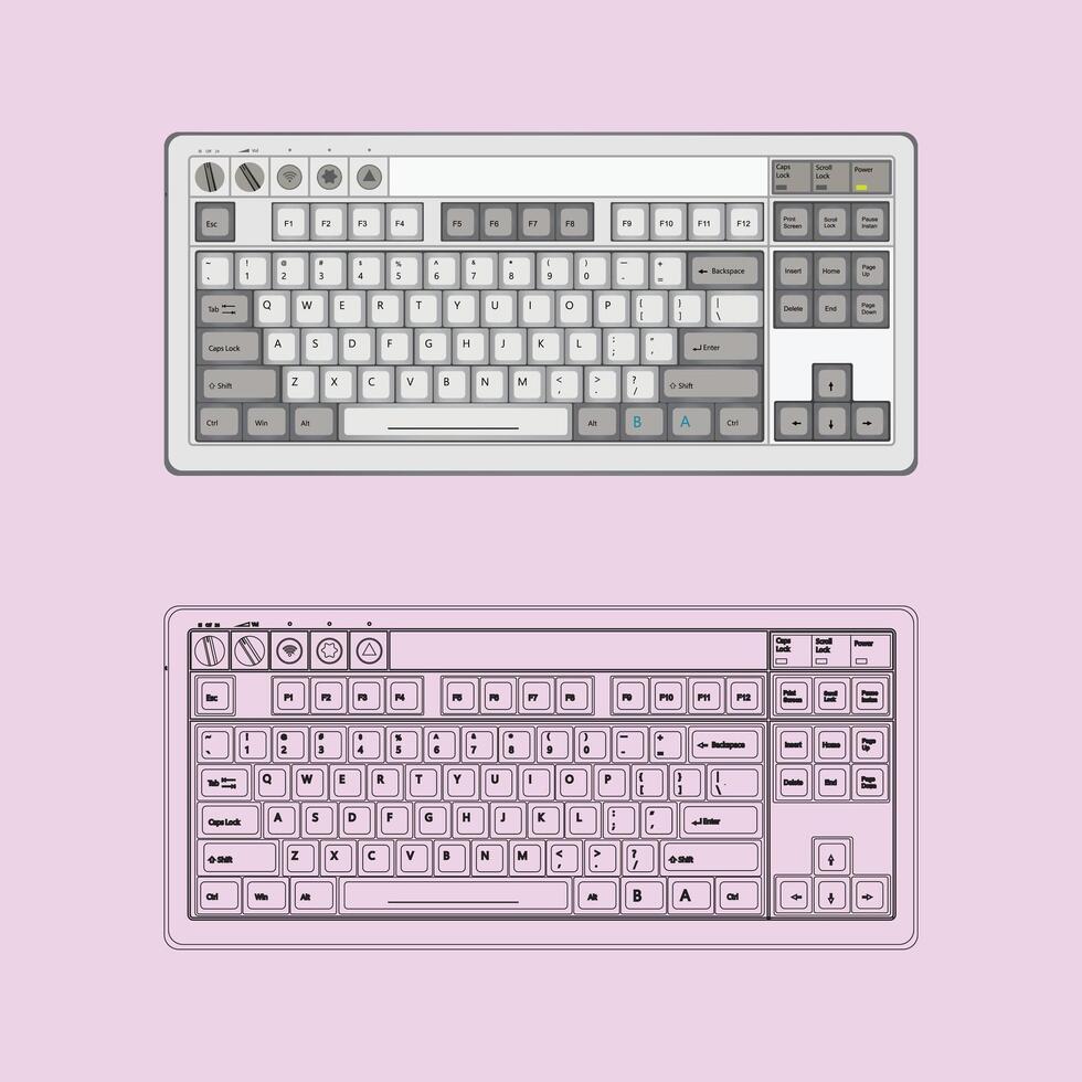 Computer keybord design and icon illustration vector