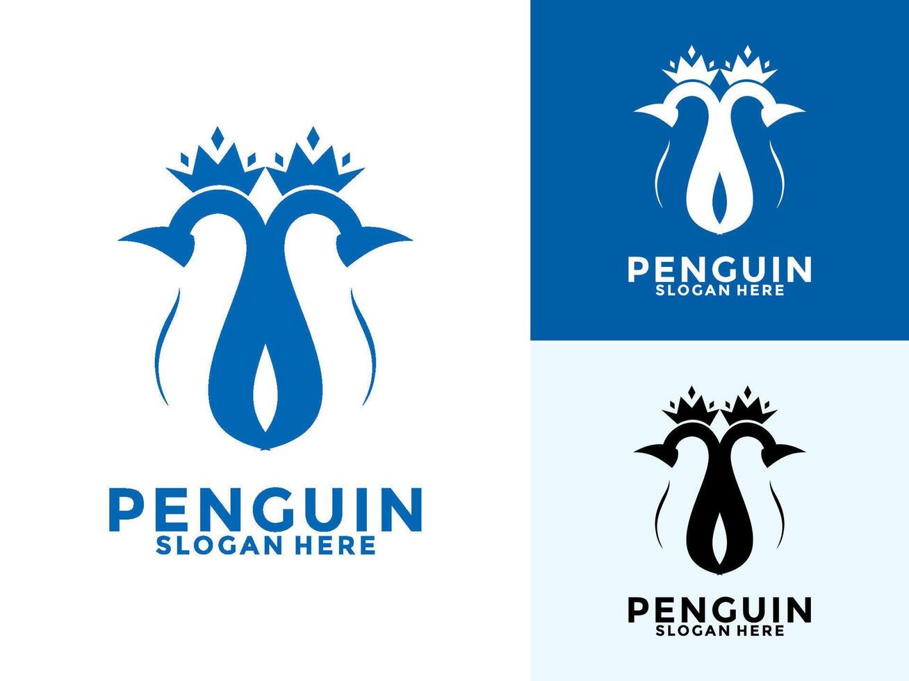 Penguin with Crown logo , Creative Penguin Logo design template vector