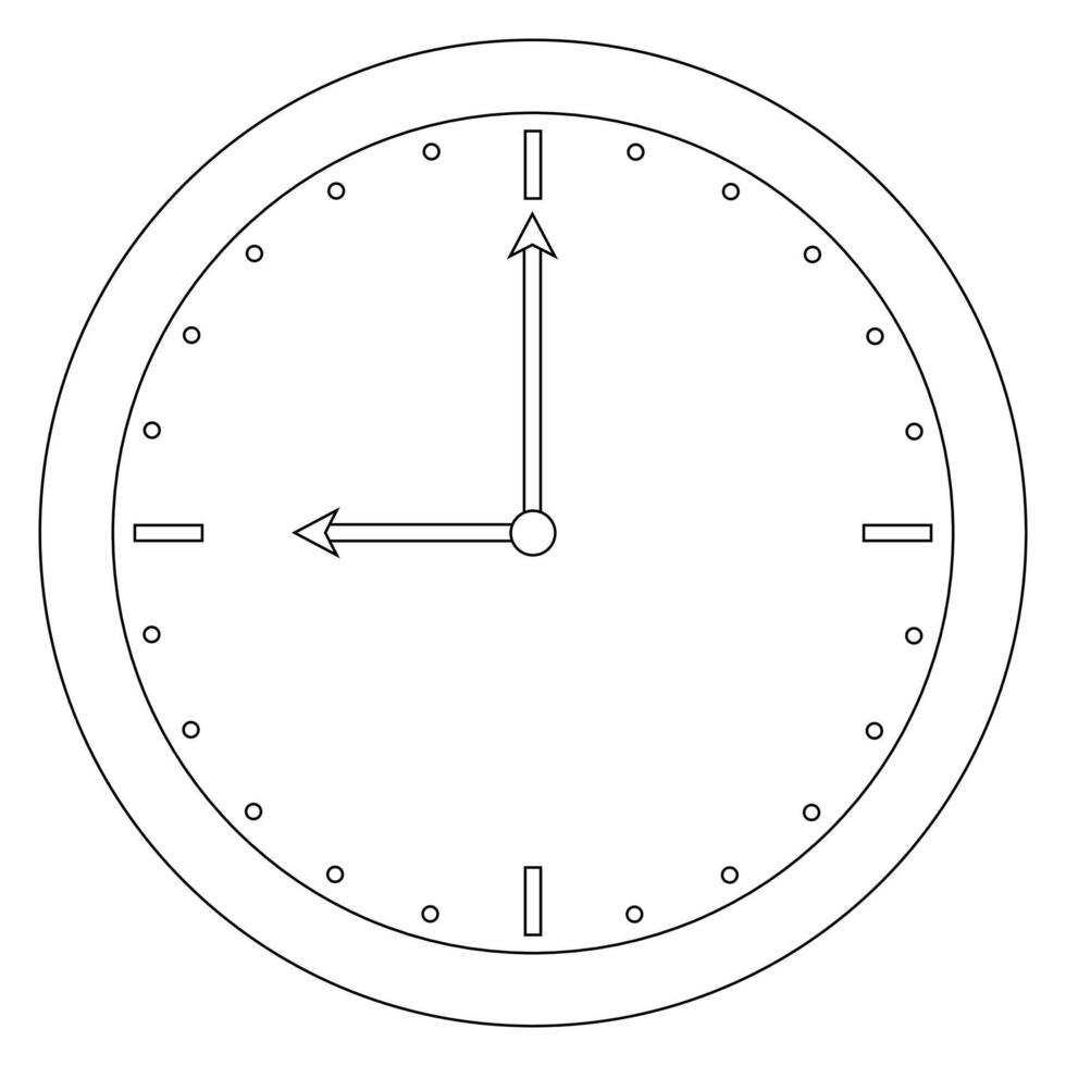 Simple clock illustration for back-to-school coloring books, ideal for educational activities and time-learning exercises. vector