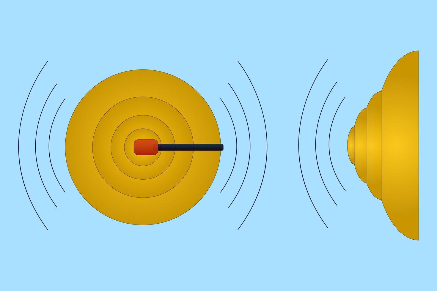Detailed illustration of a school bell ringing, ideal for back-to-school designs and educational materials. vector