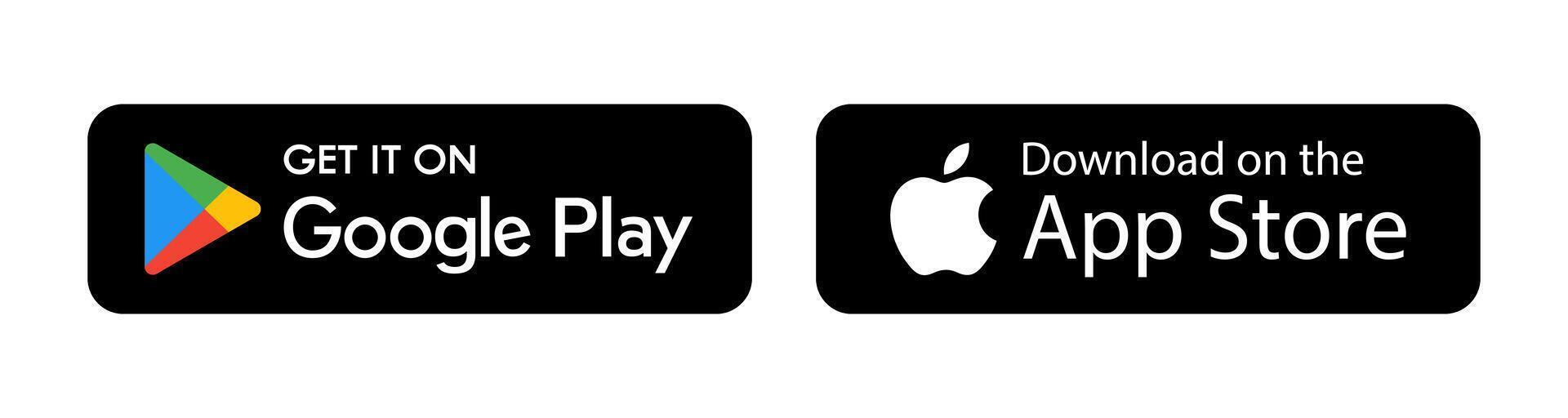 Get It On Google Play. Download On The App Store Logo Banner Illustration vector