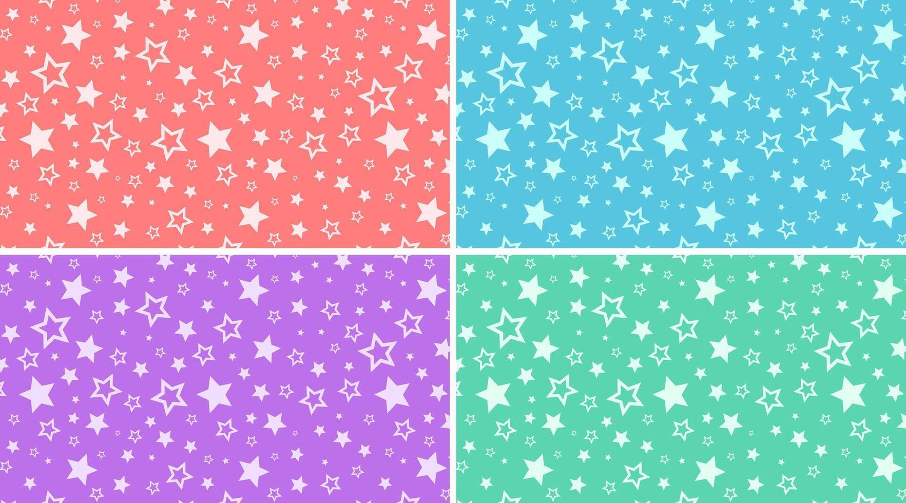 Stars Pattern Colorful Background Set vector