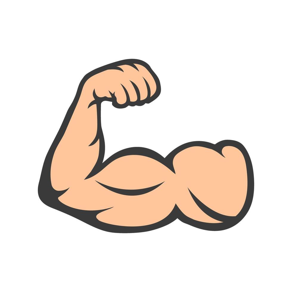 Body Builder Gym Biceps Arms Colorful Icon Illustration vector