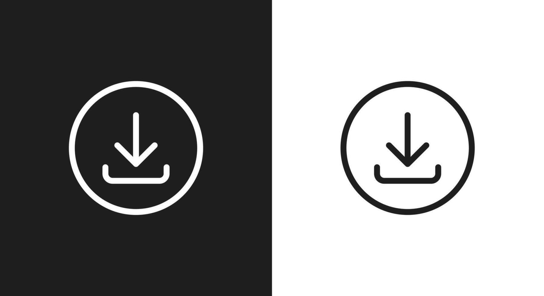 Black white Download web icons illustration. Line style arrow shape online user interface. Modern sign symbol vector