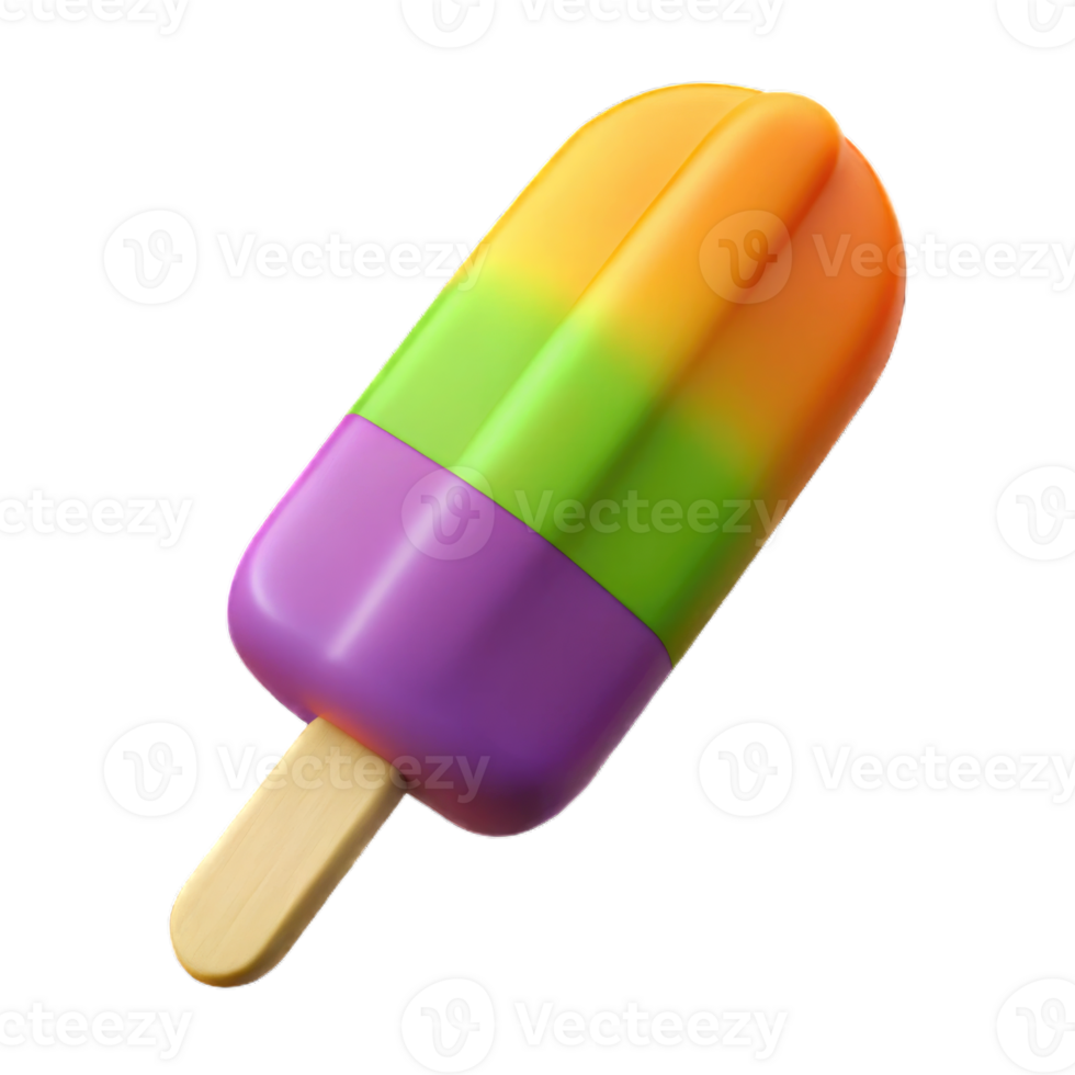 Popsicle 3d icon cartoon style isolated on transparent background cutout png