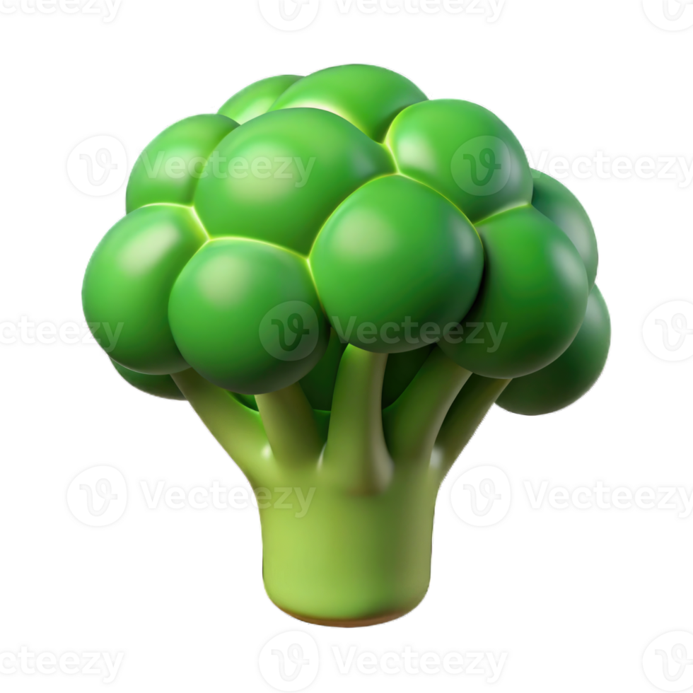 Broccoli 3d icon cartoon style isolated on transparent background cutout png