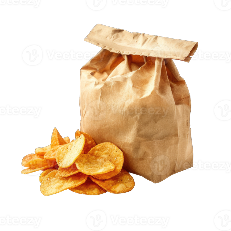 Potato chips with Lays bag isolated on transparent background cutout png