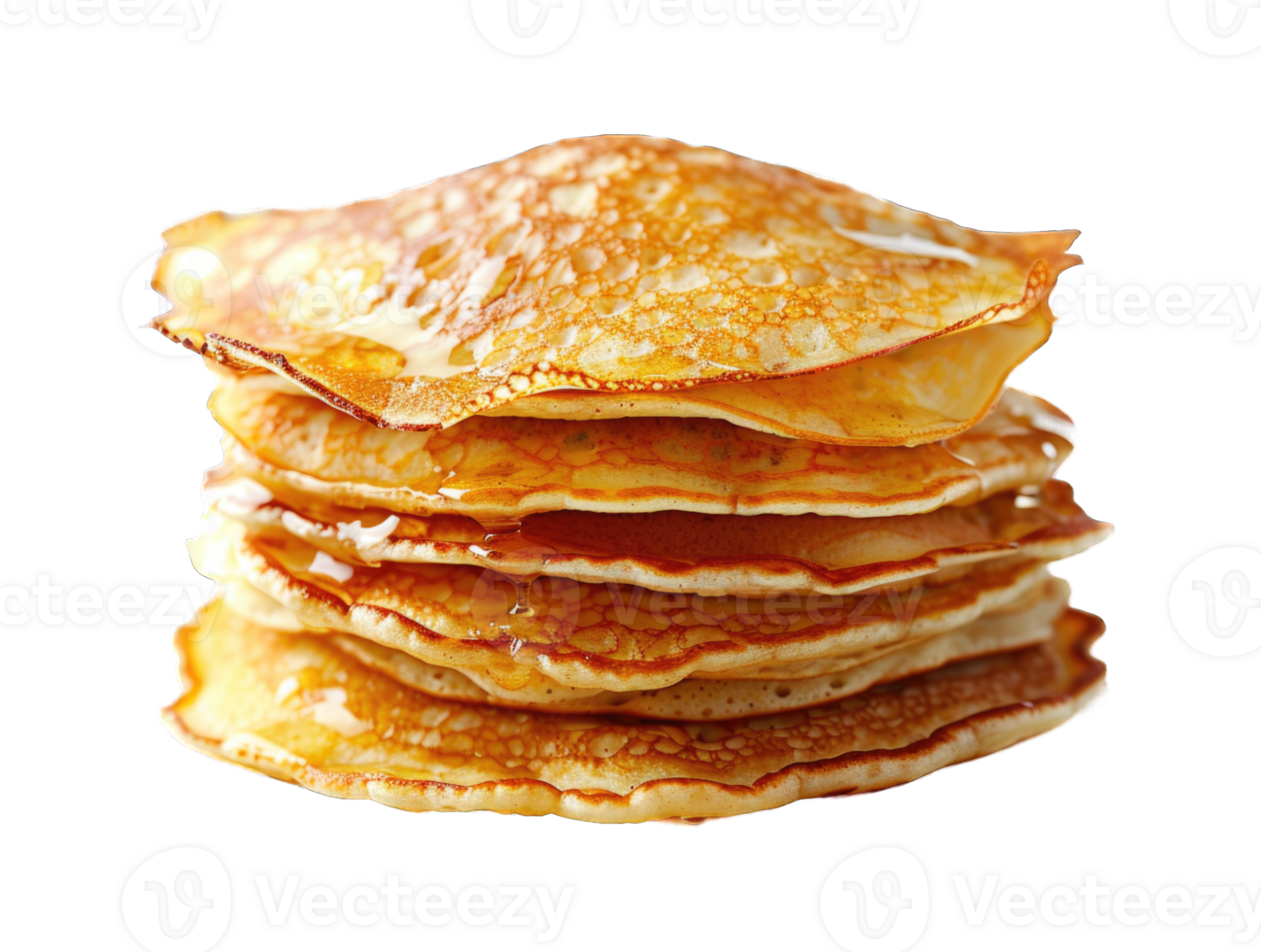 Stack of pancakes isolated on transparent background cutout png