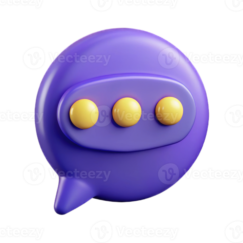3D chat bubble plastic style render 3d icon isolated on transparent background cutout png