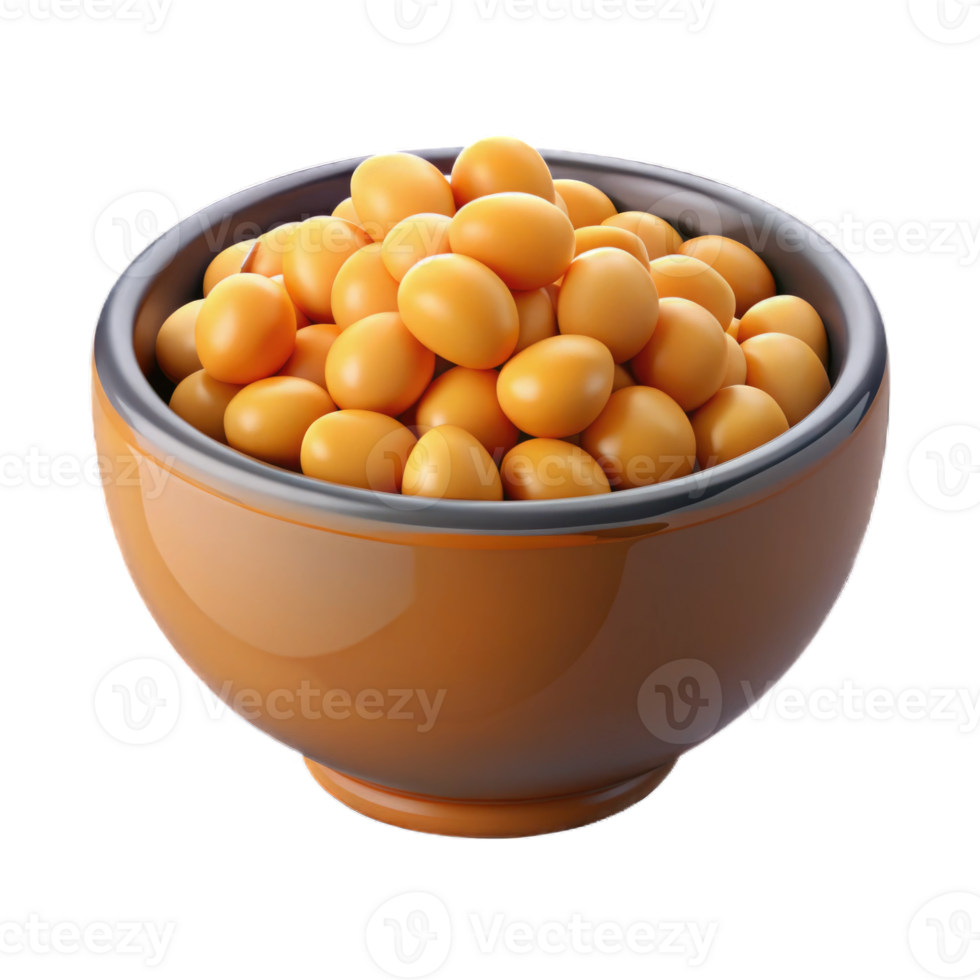 boiled chickpeas in bowl plastic style render 3d icon isolated on transparent background cutout png