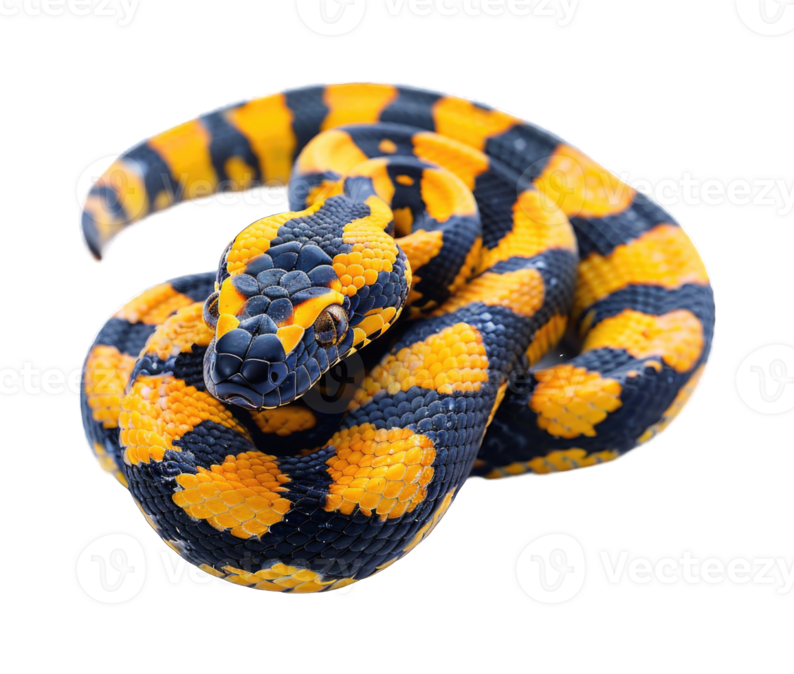 Yellow cobra snake attacking face isolated on transparent background cutout png