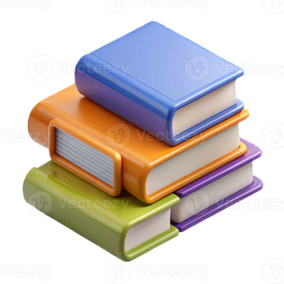 Books plastic style render 3d icon isolated on transparent background cutout png