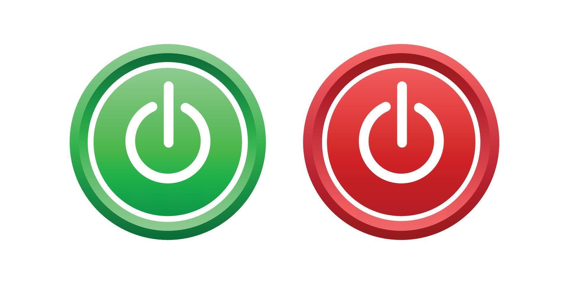 On off button icon illustration, green and red color for design elements. vector