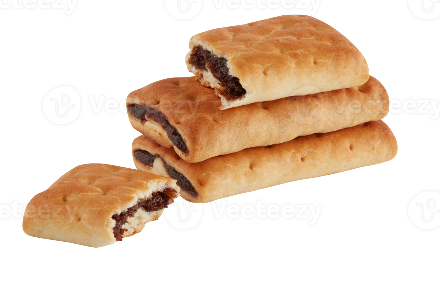 3 pieces of stuffed bread placed together png