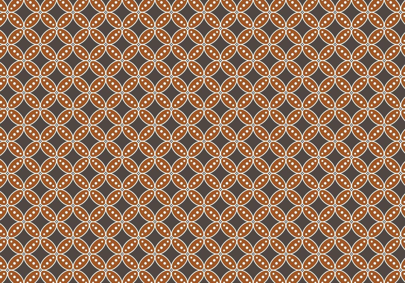 Batik kawung in brown color with black background, illustration style for fashion and textile design. vector