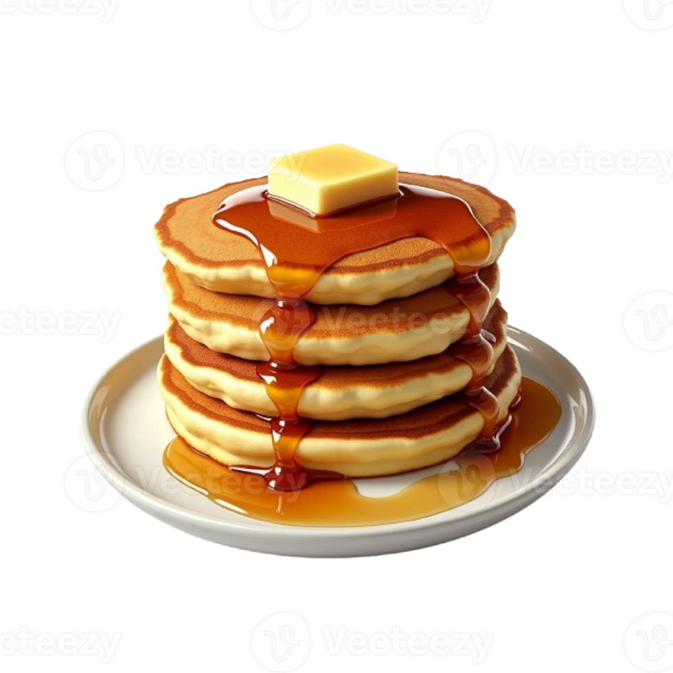 pancakes with syrup and butter on a plate png